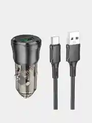 Автомобильное зарядное устройство с кабелем Type-C / microUSB, АЗУ Borofone BZ23, QC3.0