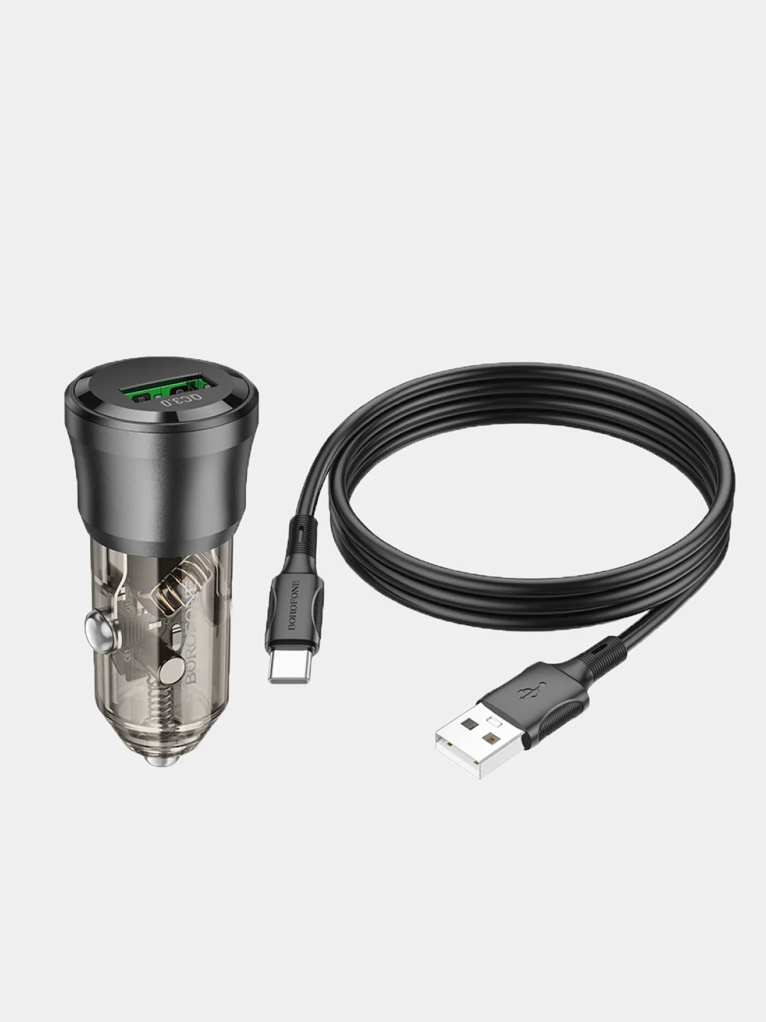 Автомобильное зарядное устройство с кабелем Type-C / microUSB, АЗУ Borofone BZ23, QC3.0