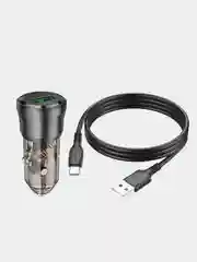 Автомобильное зарядное устройство с кабелем Type-C / microUSB, АЗУ Borofone BZ23, QC3.0