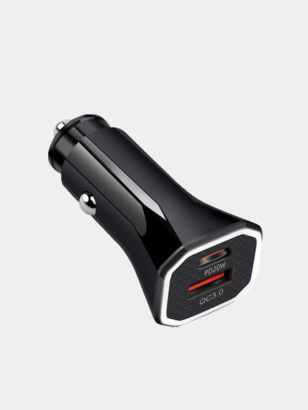 АЗУ, автомобильное зарядное устройство USB + Type C PD, 20W, QC 3.0