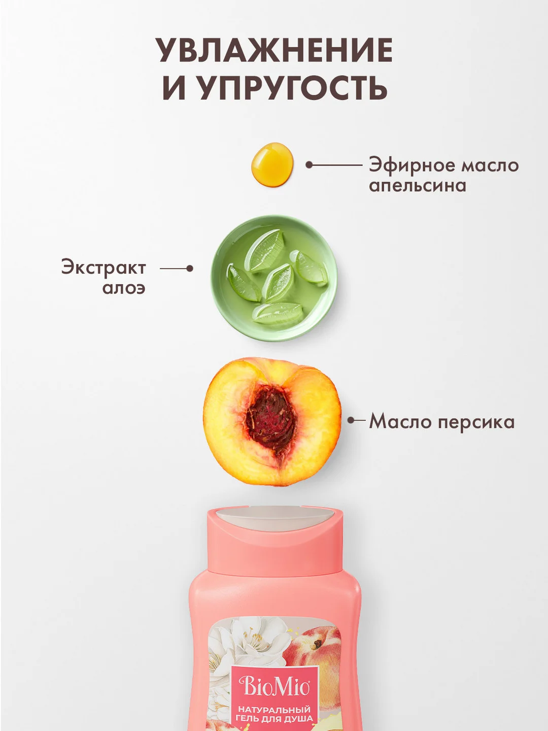 Натуральный гель для душа BioMio, с маслом персика, 250 мл