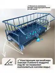 Тёмно-серый подставка для губки темно-серая, органайзер на кухню для хранения моющих средств