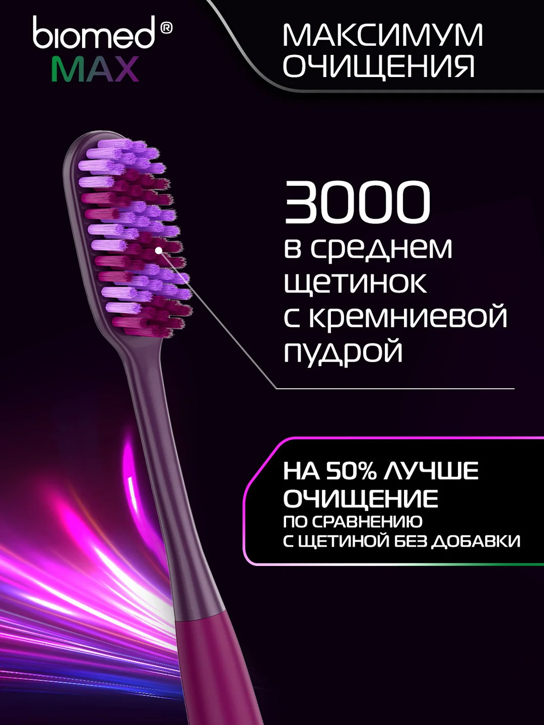 Комплексная зубная щетка BIOMED MAX MEDIUM, большая, средняя жесткость