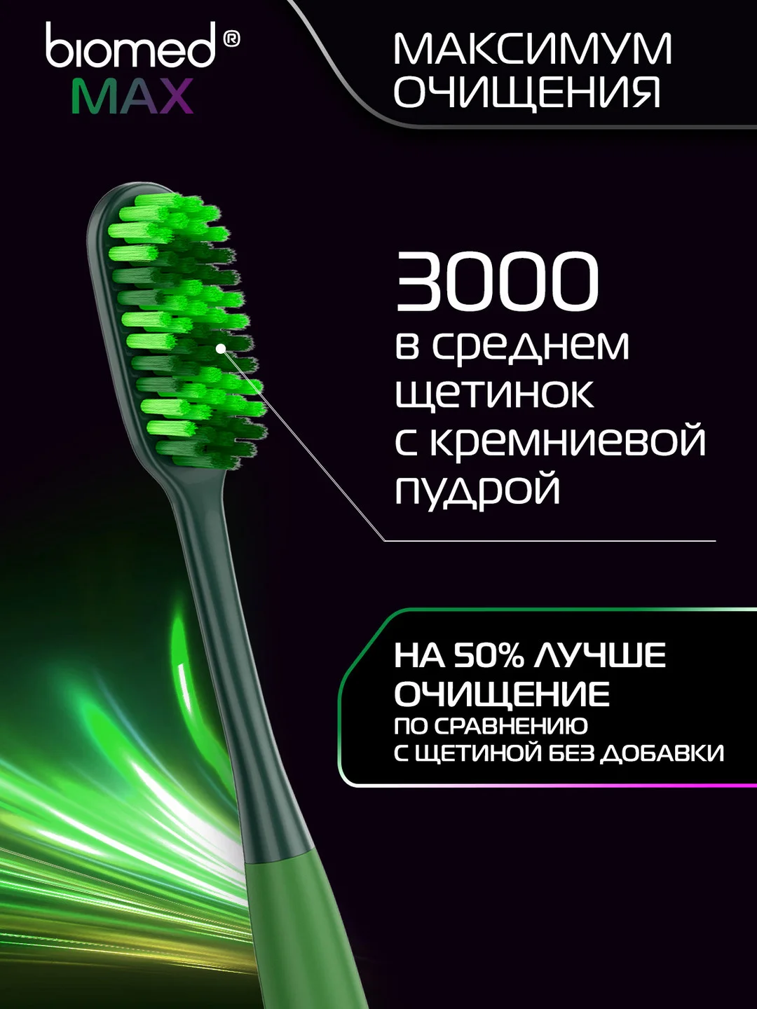 Комплексная зубная щетка BIOMED MAX MEDIUM, большая, средняя жесткость