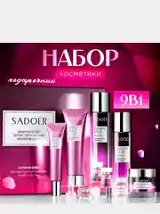 Фиолетовый подарочный набор уходовой косметики для лица Sadoer, 9 в 1,подарок на новый год