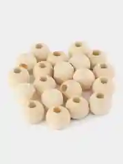 Бусины деревянные, круглые, неокрашенные, с большими отверстиями