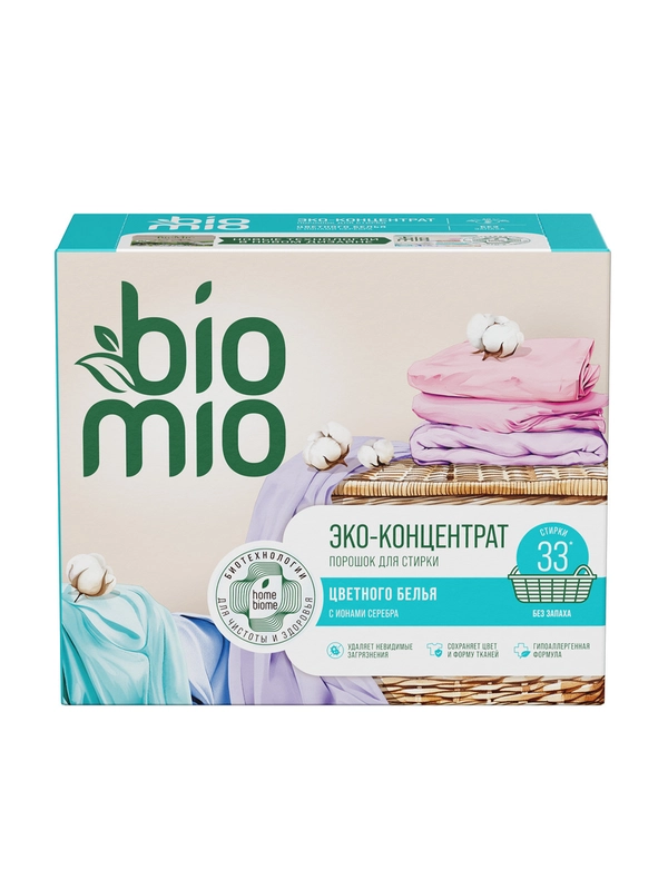 Эко порошок для стирки цветного белья BioMio, концентрат, без запаха, 1000 г