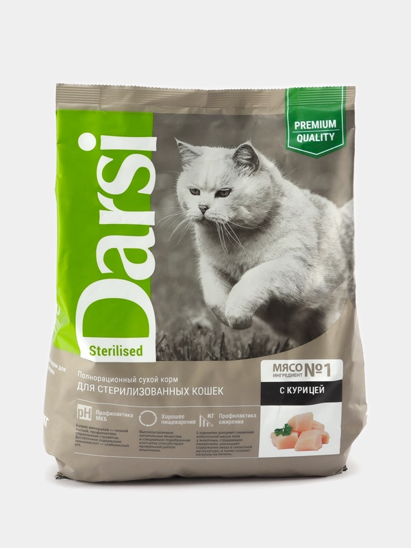 DARSI, Сухой корм для кошек, Sterilised, Курица, 1.8 кг