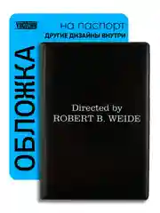 Черный обложка на паспорт с принтом
