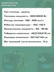 Автономный дизельный отопитель "Автосила Тепла" 12/24/220В 8 кВт