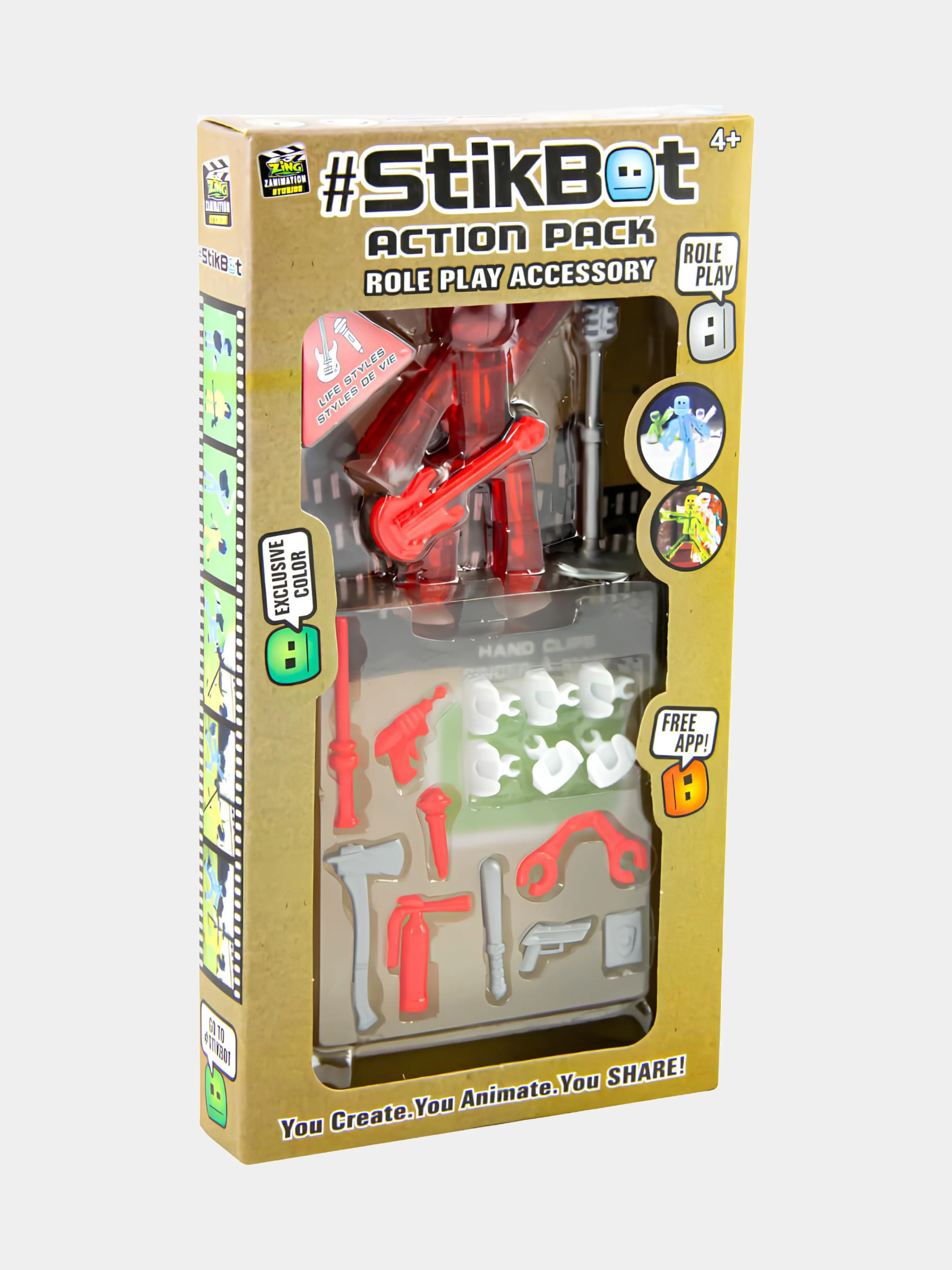 Красный фигурка Стикбот (Stikbot) с аксессуарами. Человечек для анимационной студии