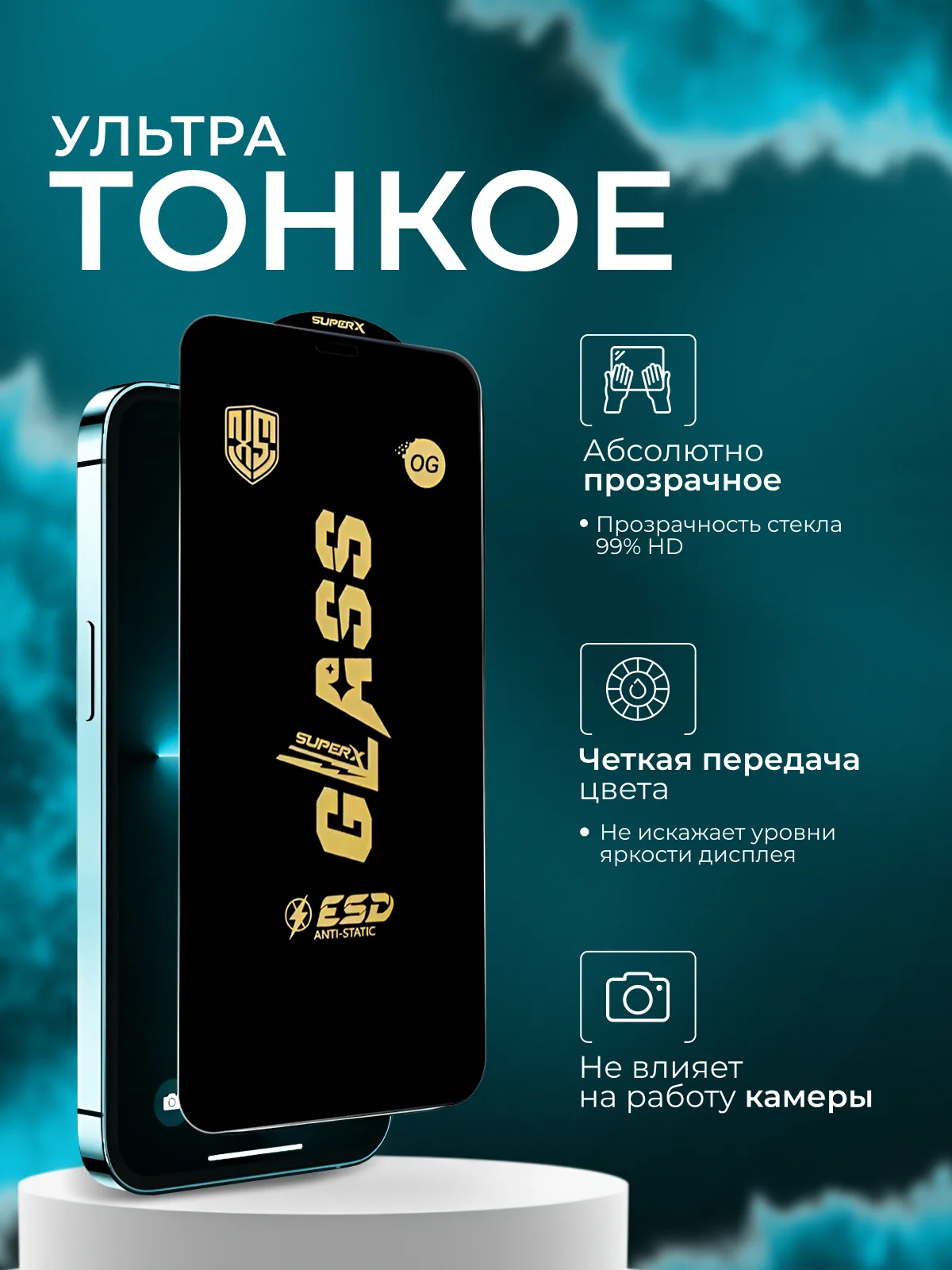 Защитное стекло на iPhone 11 / 13 / 13 Pro / 14 / 15 / 16 / X / XS / 12 Pro / 14 Pro Max