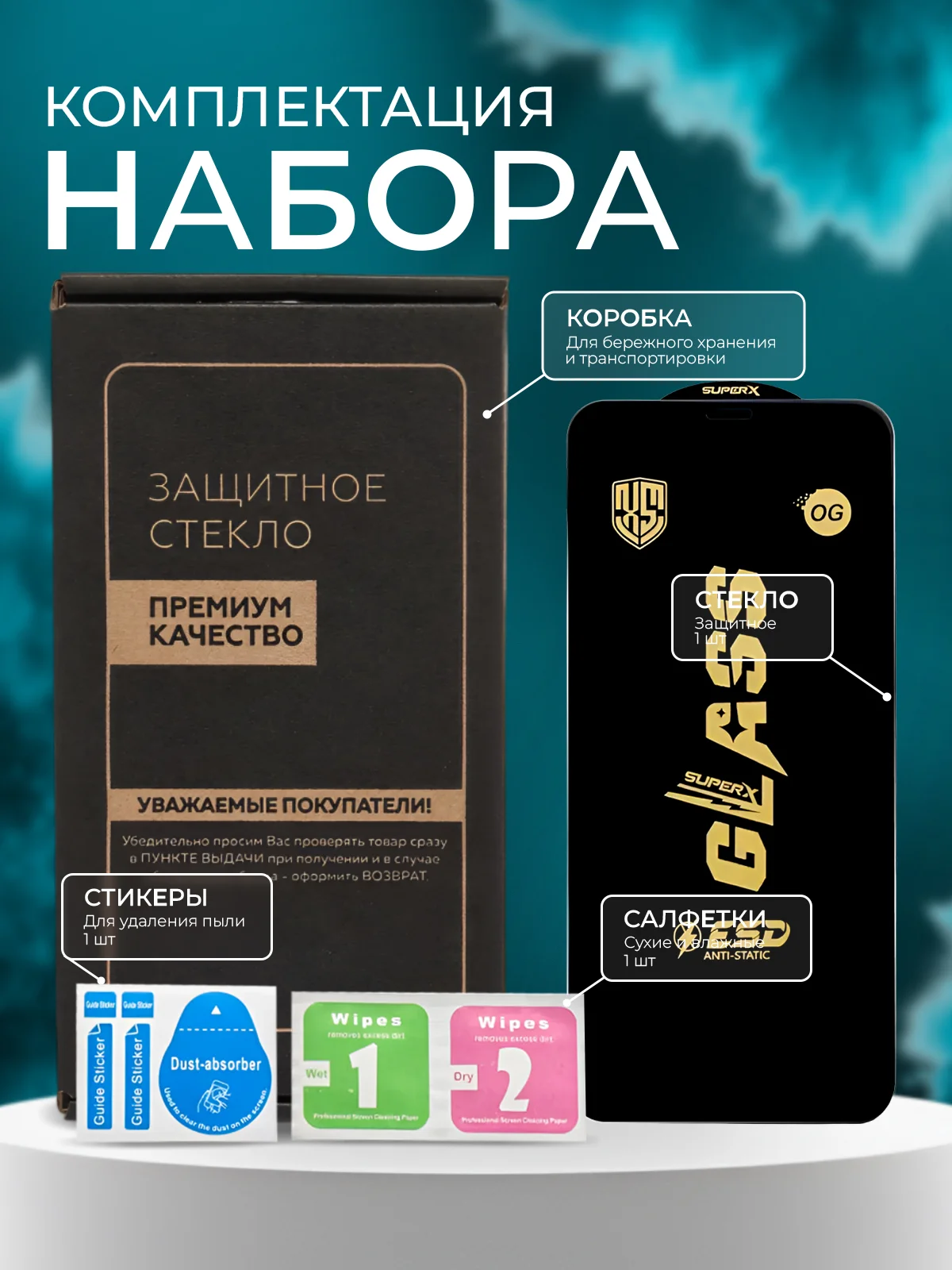 Защитное стекло на iPhone 11 / 13 / 13 Pro / 14 / 15 / 16 / X / XS / 12 Pro / 14 Pro Max