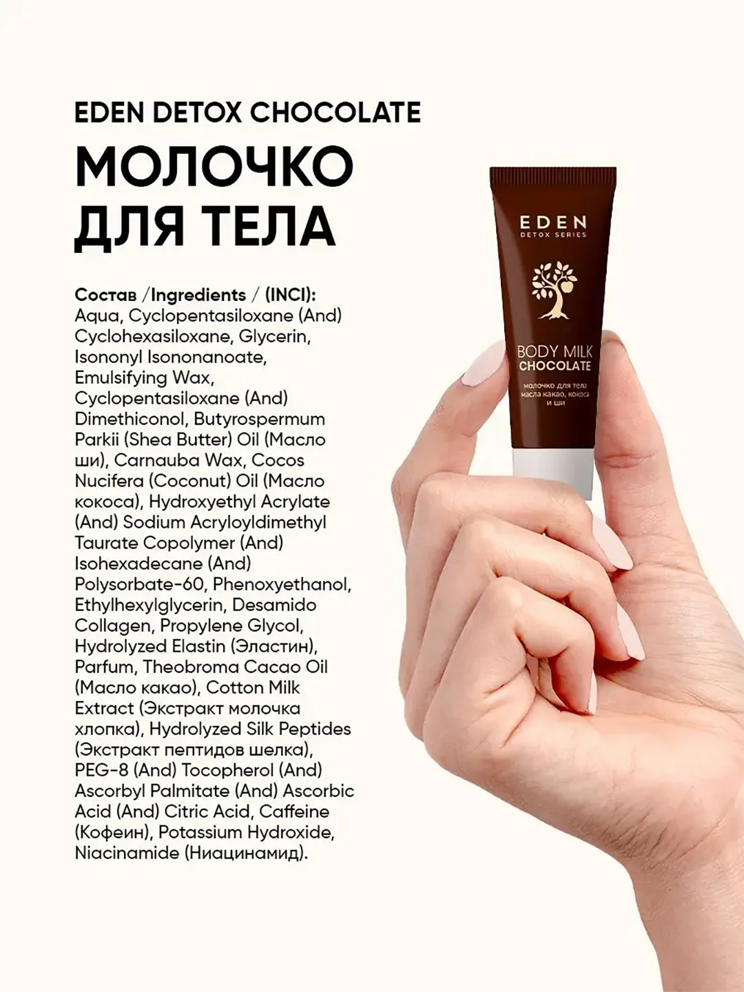 Молочко для тела с маслом ши и пептидами шелка DETOX Chocolate, 20 мл