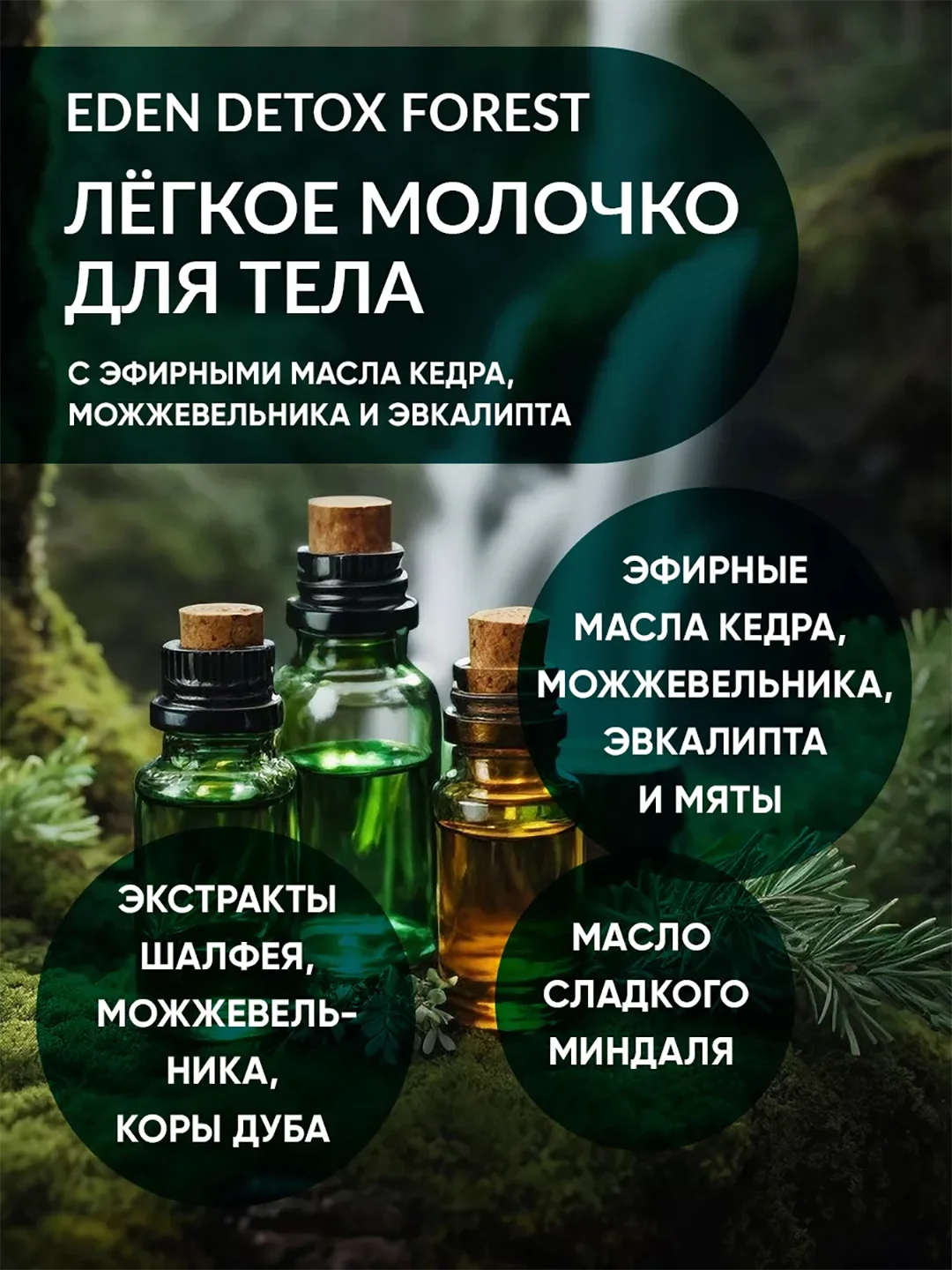 Молочко для тела Forest с эфирными маслами кедра и мяты, 200 мл