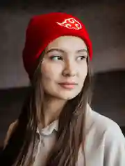 Красный шапка-бини с вышивкой, вязаная шапка с вышивкой, шапка с татарским орнаментом