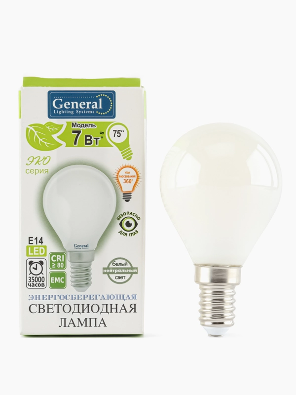 Светодиодная лампа General Lighting Systems FIL Шарик G45S-M-7W-E14 649966