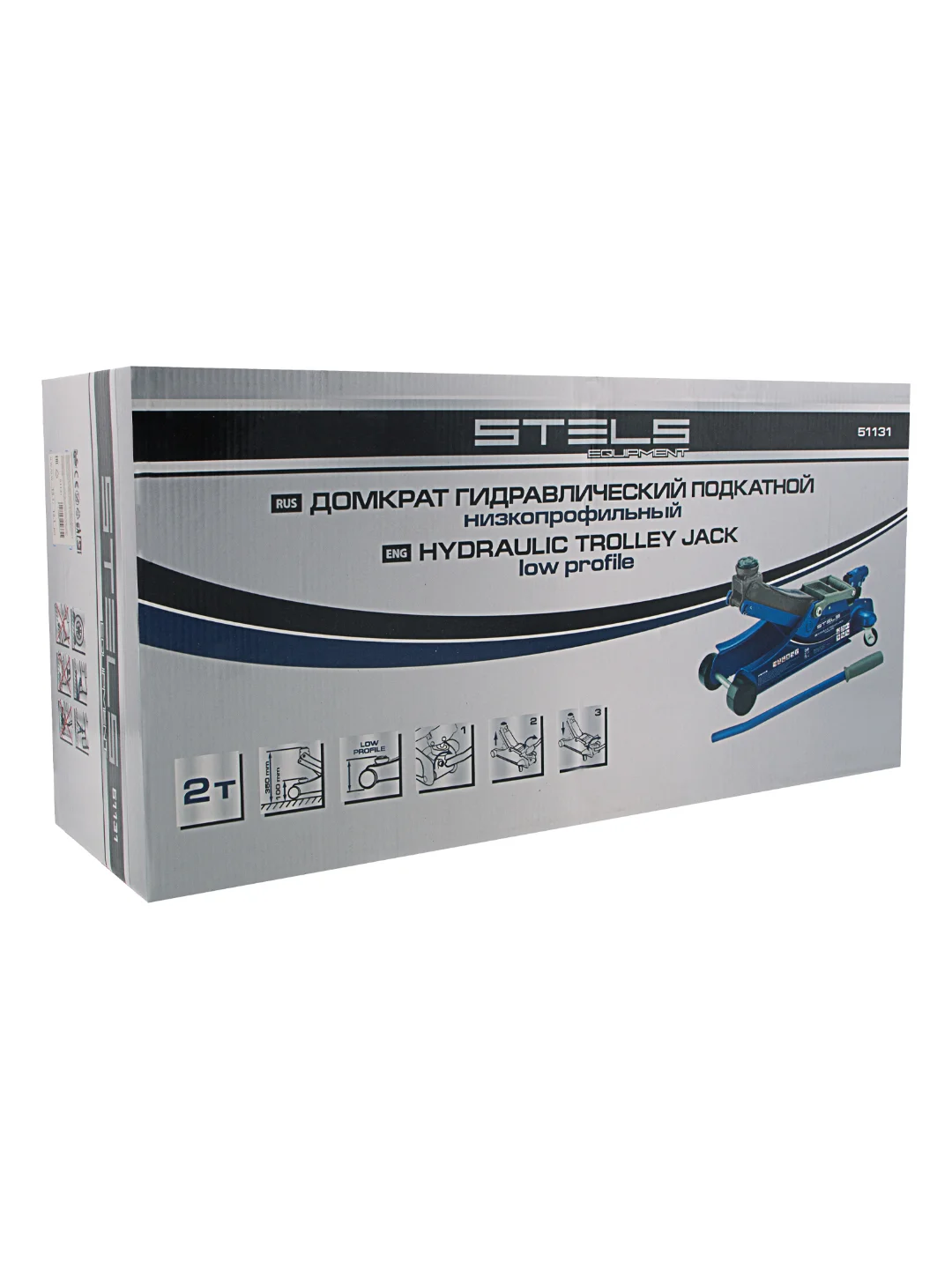 Домкрат подкатной, гидравлический, 2 т, 100-350 мм, STELS, 51131
