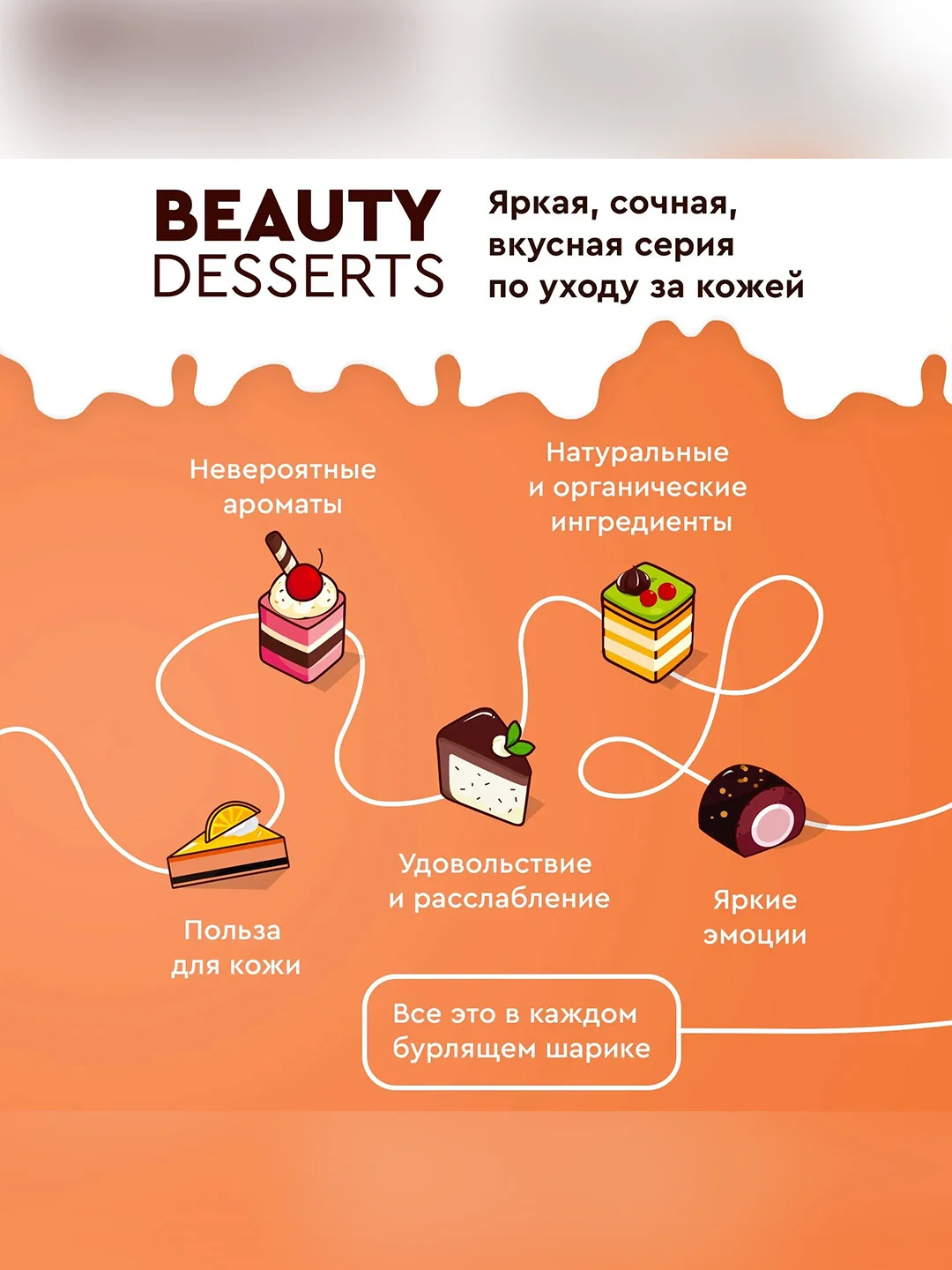 Тропическая тонизирующая бомбочка для ванны Beauty Desserts, 110 г