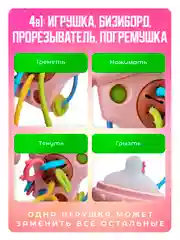 Розовый погремушка-прорезыватель грызунок Mamagoods сфера / бутылочка