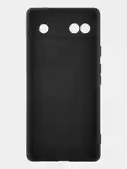 Черный чехол для Google Pixel 6A силиконовый BROSCORP матовый тонкий с бортиком- защитой камер
