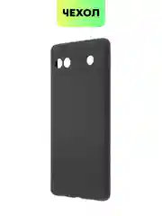Черный чехол для Google Pixel 6A силиконовый BROSCORP матовый тонкий с бортиком- защитой камер