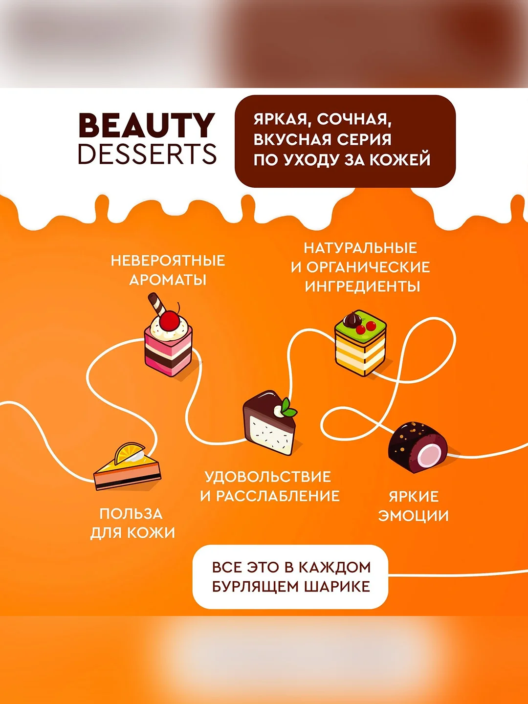 Шипучая бомбочка для ванны Beauty Desserts "Донат белый шоколад", 140 г