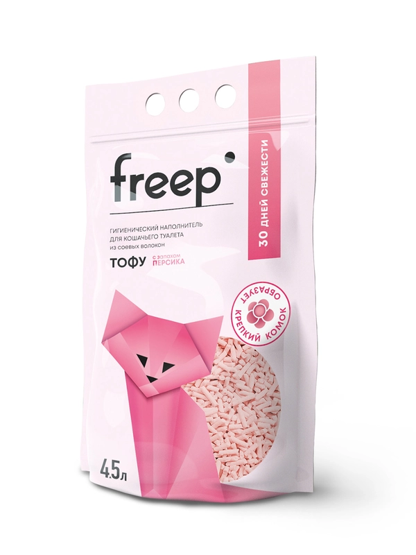 Freep Наполнитель тофу Персик, 4,5 л