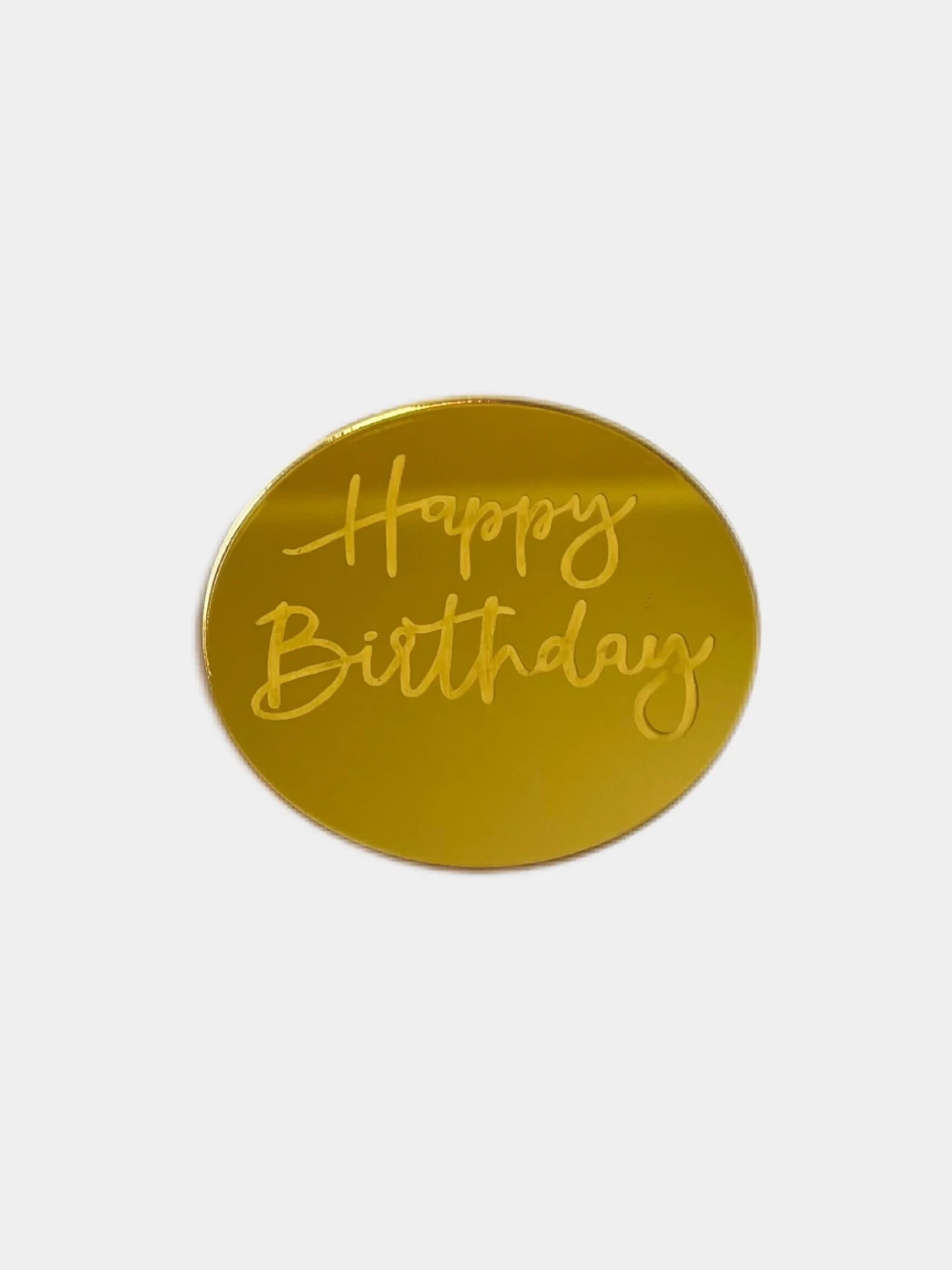 Топпер медальон круглый Happy Birthday, надпись для торта, пирожных