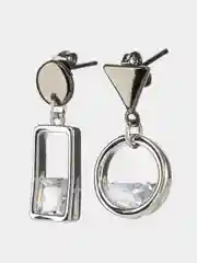 Серьги гвоздики висячие, асимметричные, геометрия