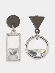 Серьги гвоздики висячие, асимметричные, геометрия