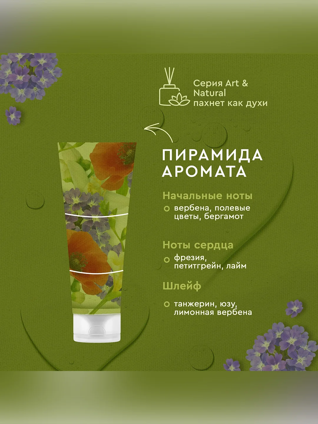 Арома-крем для рук Only Bio Art & Natural Цветущие маки и вербена, 75 мл