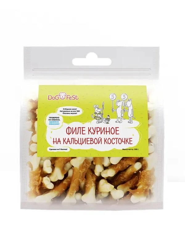 Филе куриное DOG FEST Деревенские лакомства, на кальциевой косточке, 500 г