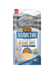 Пюре Деревенские лакомства Холистик, из лосося, с икрой летучей рыбы, 4 стика по 10 г
