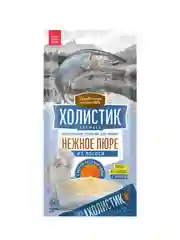 Пюре Деревенские лакомства Холистик, из лосося, с икрой летучей рыбы, 4 стика по 10 г