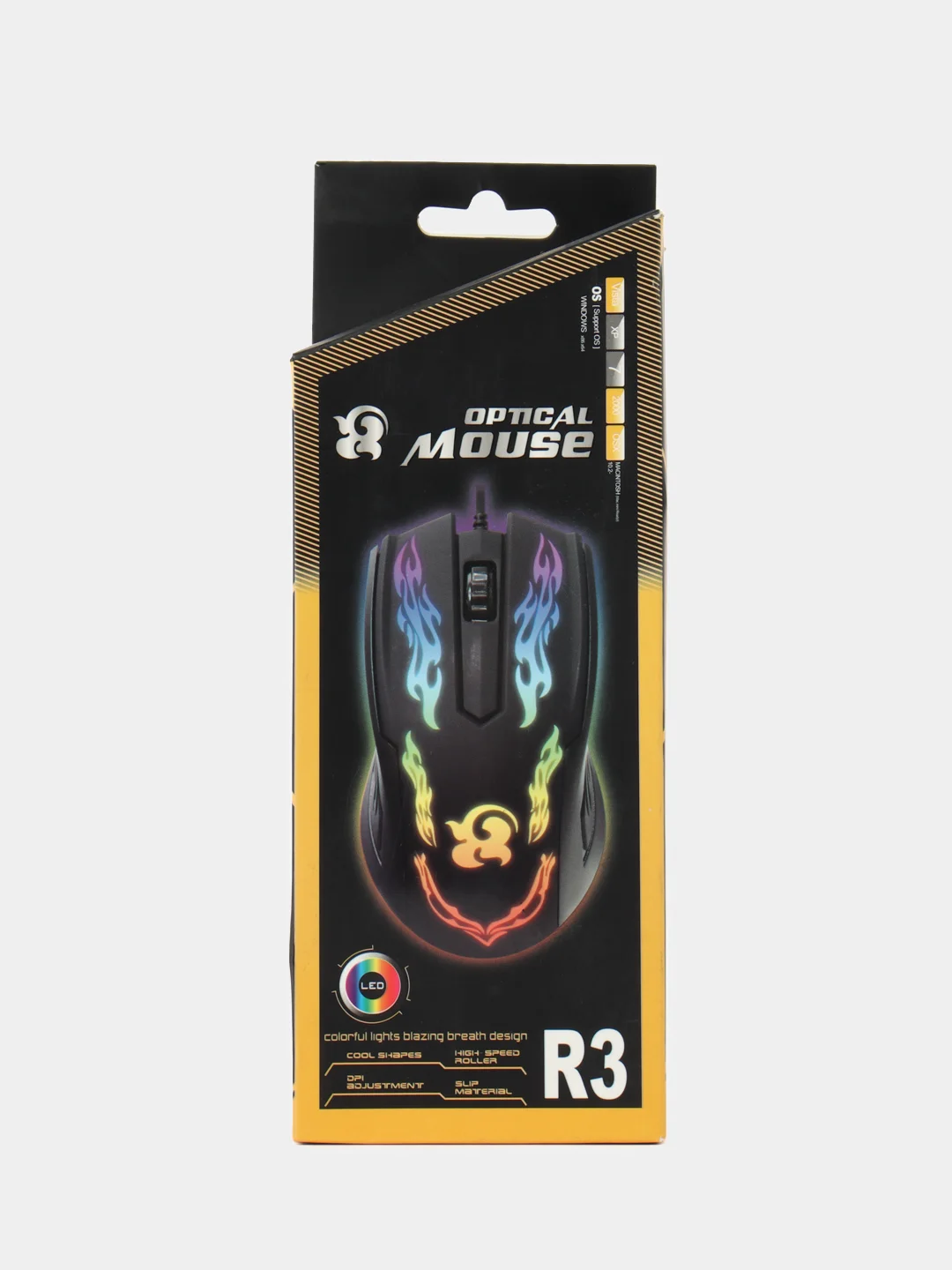Бесшумная проводная игровая компьютерная мышь optical mouse R3 с RGB подсветкой