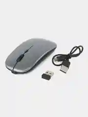Тёмно-серый мышь беспроводная с Bluetooth и USB-адаптер, бесшумная с USB зарядкой, 2.4GHz для ноутбука