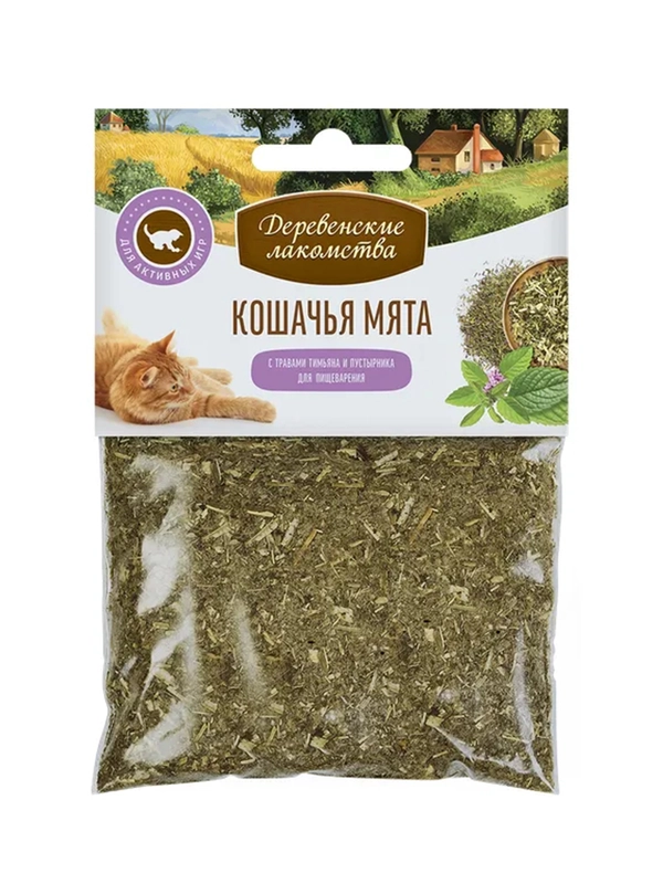 Деревенские лакомства Кошачья мята Тимьян, пустырник, 15 г