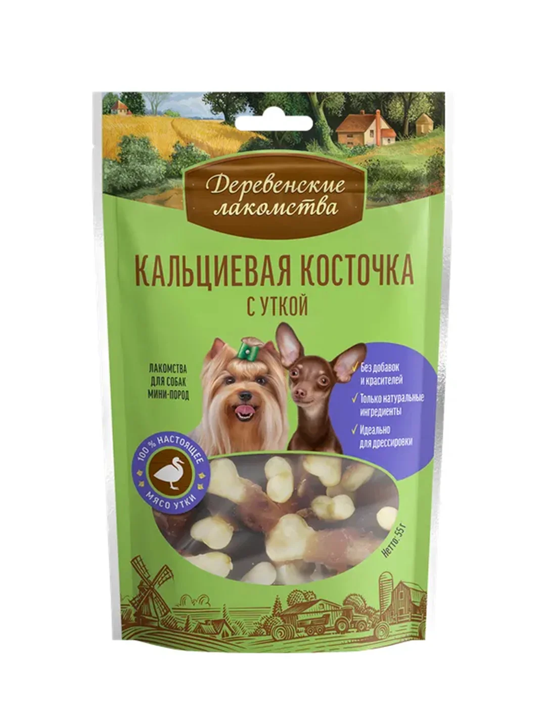 Кальциевая косточка с уткой Деревенские лакомства для мини-пород, 55 г