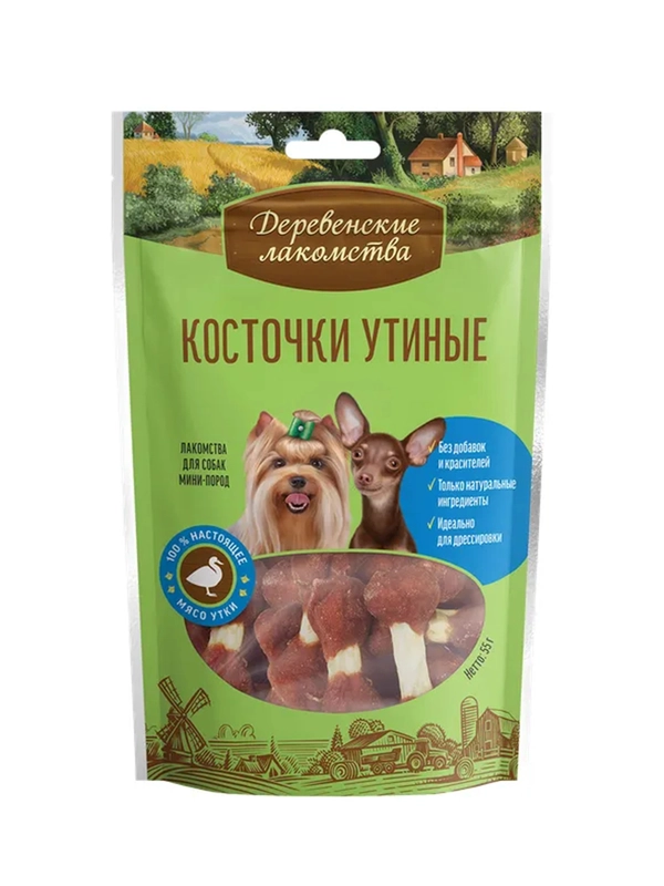 Деревенские лакомства для мини-пород Косточки утиные, 55 г