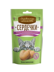 Лакомства для кошек Деревенские лакомства "Сердечки", для баланса микроэлементов, 30 г