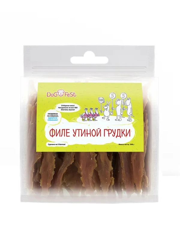 Лакомства для собак DOG FEST Филе утиной грудки, 500 г