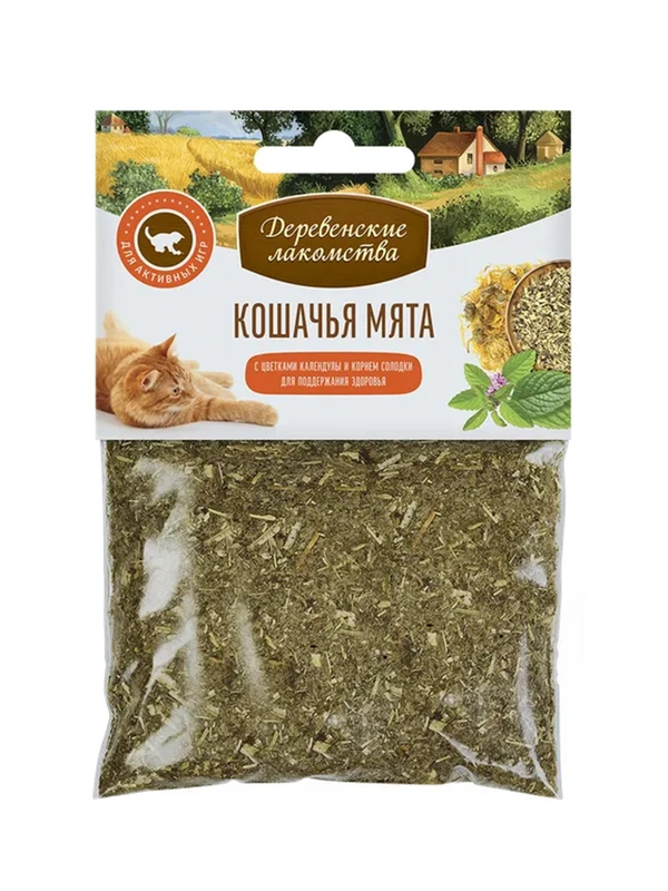 Кошачья мята Деревенские лакомства Календула + корень солодки, 15 г