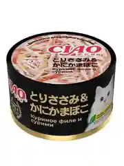 Влажный корм Inaba Ciao can куриное филе и сурими, 85 г