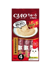 Лакомство для кошек Inaba Ciao Churu, пюре куриное, филе и говядина, 56 г
