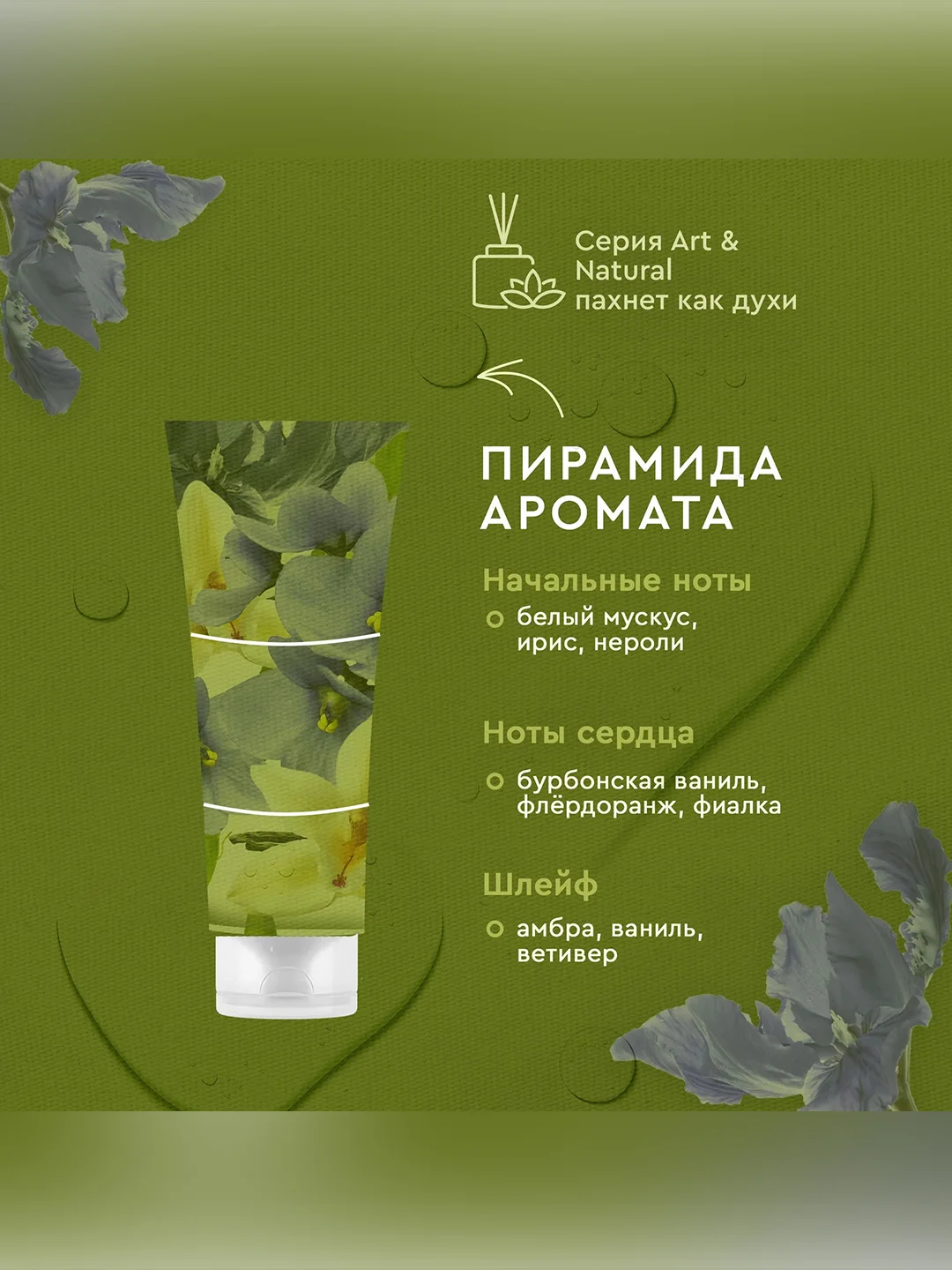 Арома-крем для рук Only Bio Art&Natural Питательный Масло ириса и бурбонской ванили, 75 мл