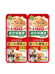 Влажный корм для собак Inaba Twins куриное филе с овощами и говядиной, 2 штуки по 40 г