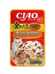 Влажный корм для кошек Inaba Ciao Kinnodashi, тунец Магуро и Кацуо, с куриным филе, 60 г