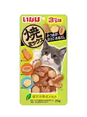 Лакомство для кошек Inaba Yaki Miksu, со вкусом кацуобуси, морского гребешка, 25 г