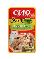 Влажный корм Inaba Ciao Kinnodashi тунец Магуро, Кацуо с сёмгой, 60 г